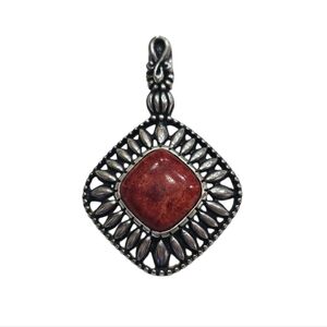 Carolyn Pollack Sterling Silver & Coral Enhancer Pendant